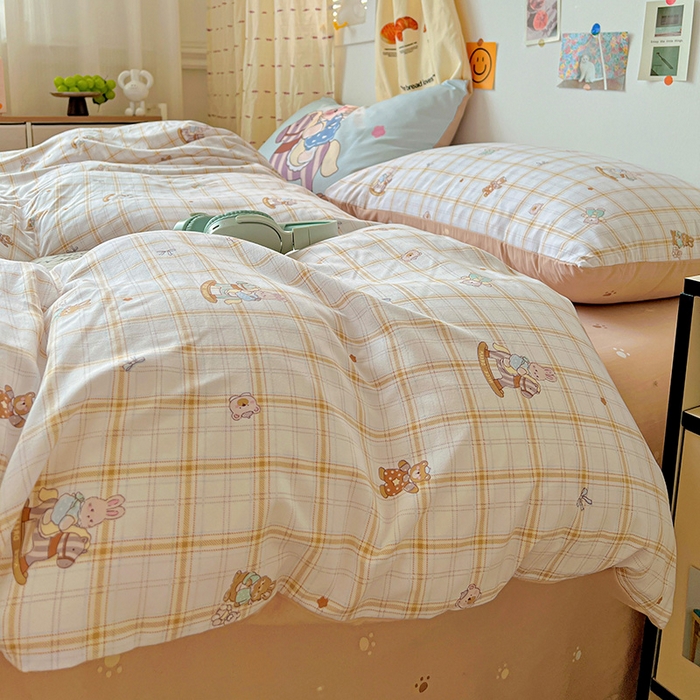 91家纺网 家纺一手货源 找家纺 海岛哥哥 2025新款105克软绵绵大版枕套四件套系列-大床图（有买家秀）可可小兔