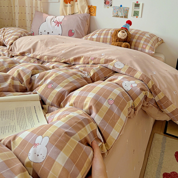 91家纺网 家纺一手货源 找家纺 海岛哥哥 2025新款105克软绵绵大版枕套四件套系列-大床图（有买家秀）莓果兔