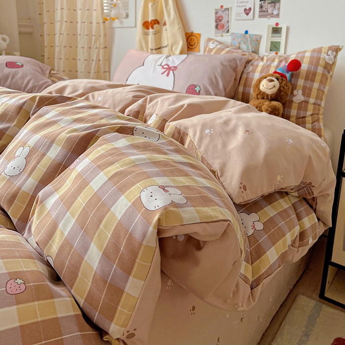 91家纺网 家纺一手货源 找家纺 海岛哥哥 2025新款105克软绵绵大版枕套四件套系列-大床图（有买家秀）莓果兔