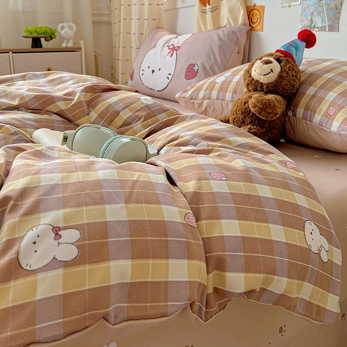 91家纺网 家纺一手货源 找家纺 海岛哥哥 2025新款105克软绵绵大版枕套四件套系列-大床图（有买家秀）莓果兔