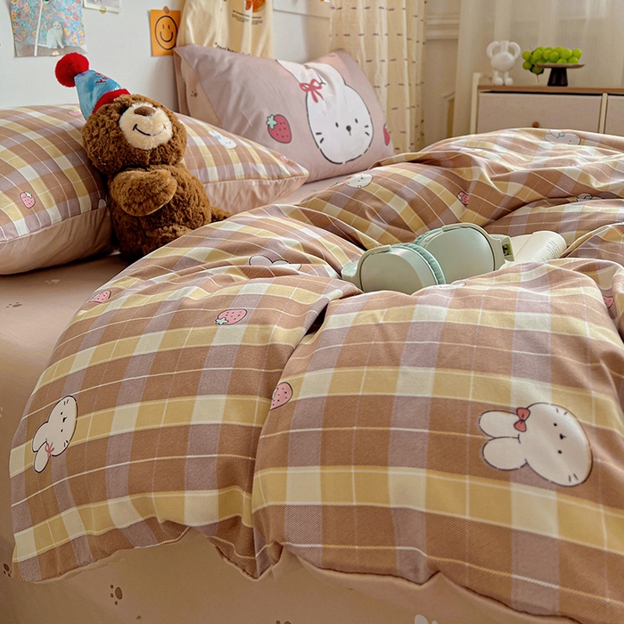 91家纺网 家纺一手货源 找家纺 海岛哥哥 2025新款105克软绵绵大版枕套四件套系列-大床图（有买家秀）莓果兔