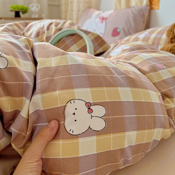 91家纺网 家纺一手货源 找家纺 海岛哥哥 2025新款105克软绵绵大版枕套四件套系列-大床图（有买家秀）莓果兔