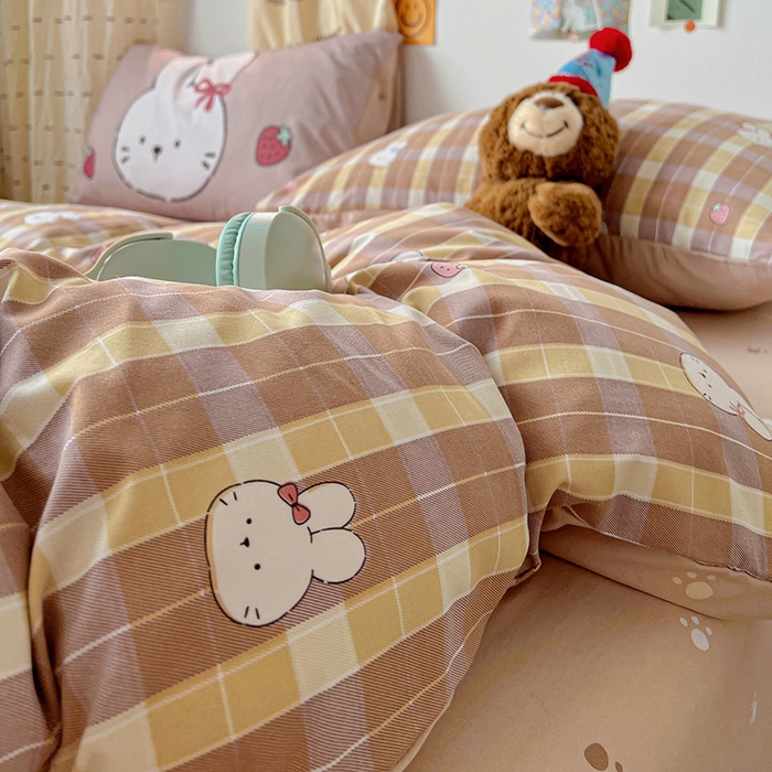 91家纺网 家纺一手货源 找家纺 海岛哥哥 2025新款105克软绵绵大版枕套四件套系列-大床图（有买家秀）莓果兔