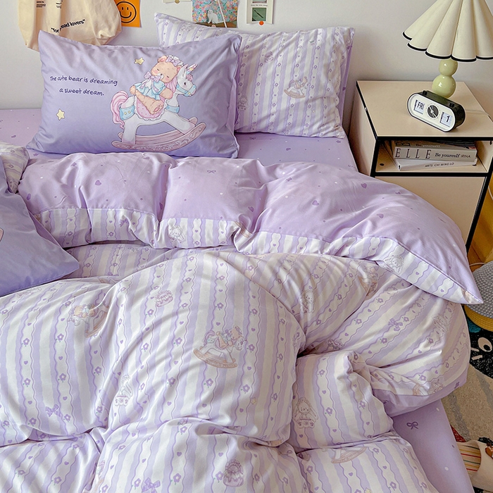 91家纺网 家纺一手货源 找家纺 海岛哥哥 2025新款105克软绵绵大版枕套四件套系列-大床图（有买家秀）梦幻乐园