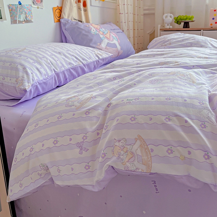 91家纺网 家纺一手货源 找家纺 海岛哥哥 2025新款105克软绵绵大版枕套四件套系列-大床图（有买家秀）梦幻乐园