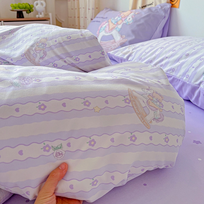 91家纺网 家纺一手货源 找家纺 海岛哥哥 2025新款105克软绵绵大版枕套四件套系列-大床图（有买家秀）梦幻乐园