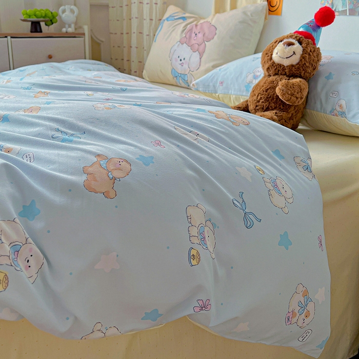 91家纺网 家纺一手货源 找家纺 海岛哥哥 2025新款105克软绵绵大版枕套四件套系列-大床图（有买家秀）奶芙小狗