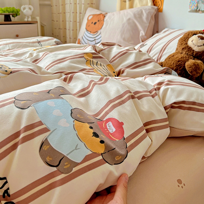 91家纺网 家纺一手货源 找家纺 海岛哥哥 2025新款105克软绵绵大版枕套四件套系列-大床图（有买家秀）巧克力犬米