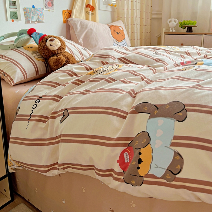 91家纺网 家纺一手货源 找家纺 海岛哥哥 2025新款105克软绵绵大版枕套四件套系列-大床图（有买家秀）巧克力犬米