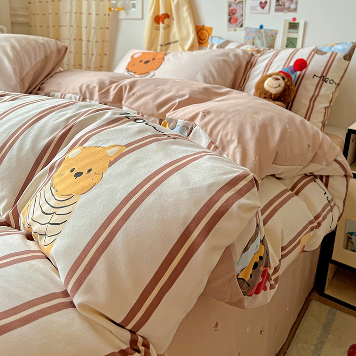 91家纺网 家纺一手货源 找家纺 海岛哥哥 2025新款105克软绵绵大版枕套四件套系列-大床图（有买家秀）巧克力犬米