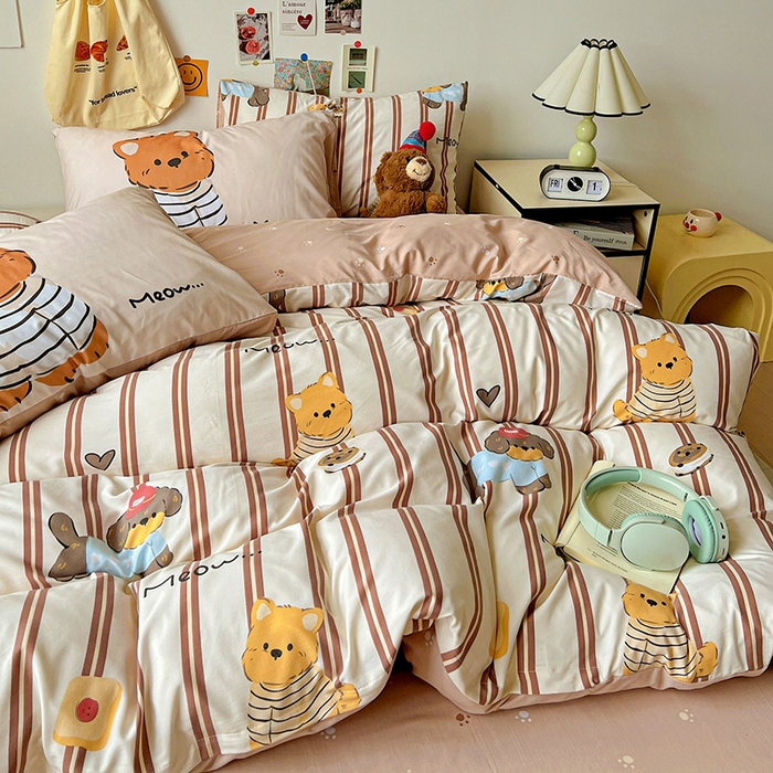 91家纺网 家纺一手货源 找家纺 海岛哥哥 2025新款105克软绵绵大版枕套四件套系列-大床图（有买家秀）巧克力犬米