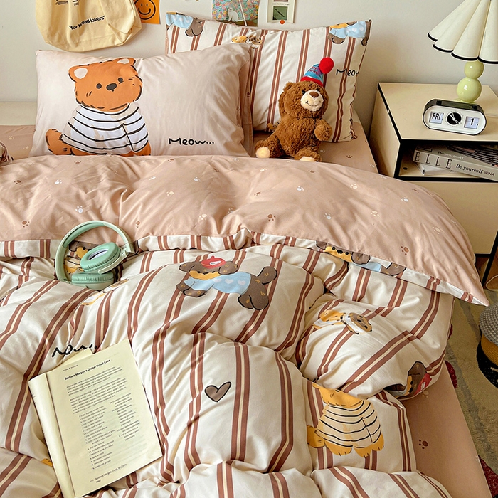 91家纺网 家纺一手货源 找家纺 海岛哥哥 2025新款105克软绵绵大版枕套四件套系列-大床图（有买家秀）巧克力犬米