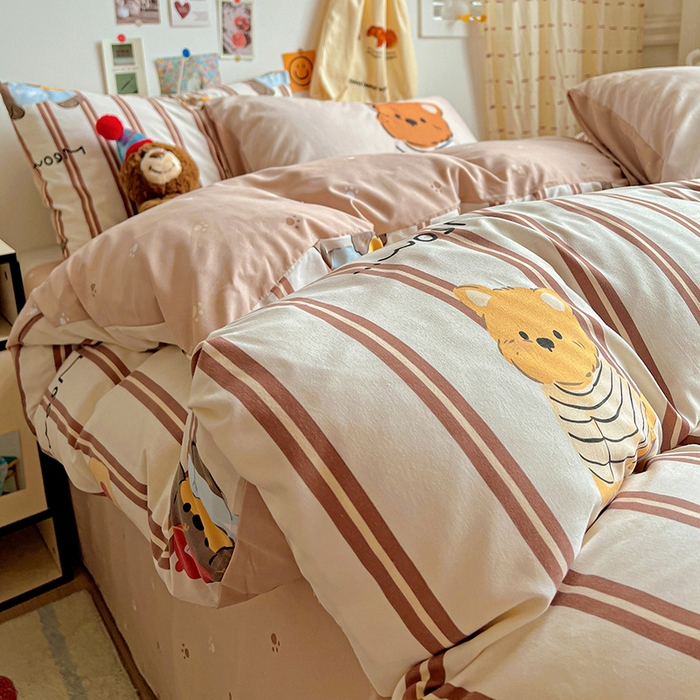 91家纺网 家纺一手货源 找家纺 海岛哥哥 2025新款105克软绵绵大版枕套四件套系列-大床图（有买家秀）巧克力犬米