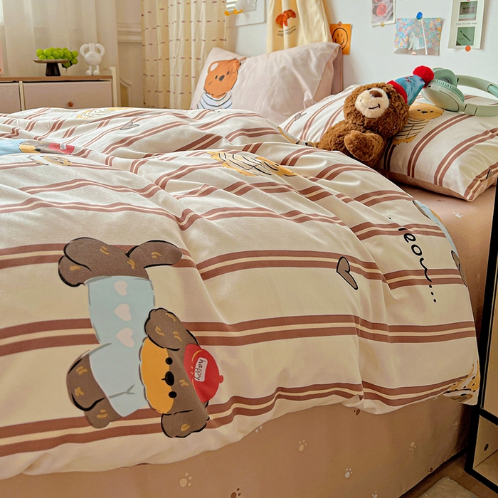 91家纺网 家纺一手货源 找家纺 海岛哥哥 2025新款105克软绵绵大版枕套四件套系列-大床图（有买家秀）巧克力犬米