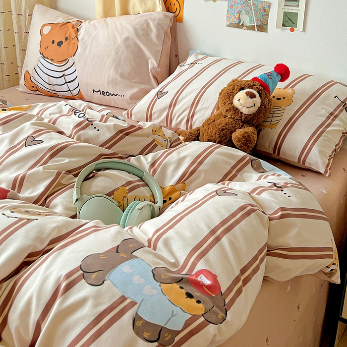 91家纺网 家纺一手货源 找家纺 海岛哥哥 2025新款105克软绵绵大版枕套四件套系列-大床图（有买家秀）巧克力犬米