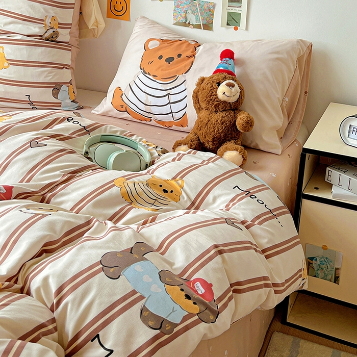 91家纺网 家纺一手货源 找家纺 海岛哥哥 2025新款105克软绵绵大版枕套四件套系列-大床图（有买家秀）巧克力犬米