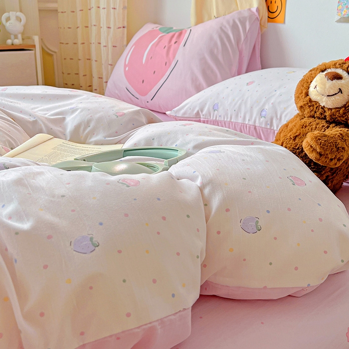 91家纺网 家纺一手货源 找家纺 海岛哥哥 2025新款105克软绵绵大版枕套四件套系列-大床图（有买家秀）桃子汽水