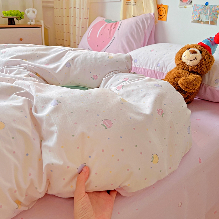 91家纺网 家纺一手货源 找家纺 海岛哥哥 2025新款105克软绵绵大版枕套四件套系列-大床图（有买家秀）桃子汽水