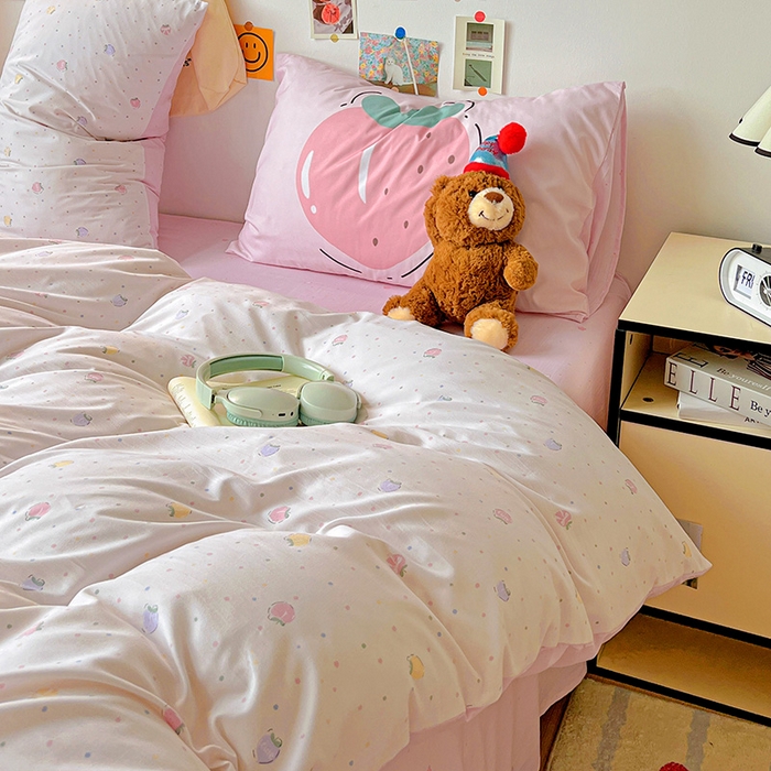 91家纺网 家纺一手货源 找家纺 海岛哥哥 2025新款105克软绵绵大版枕套四件套系列-大床图（有买家秀）桃子汽水