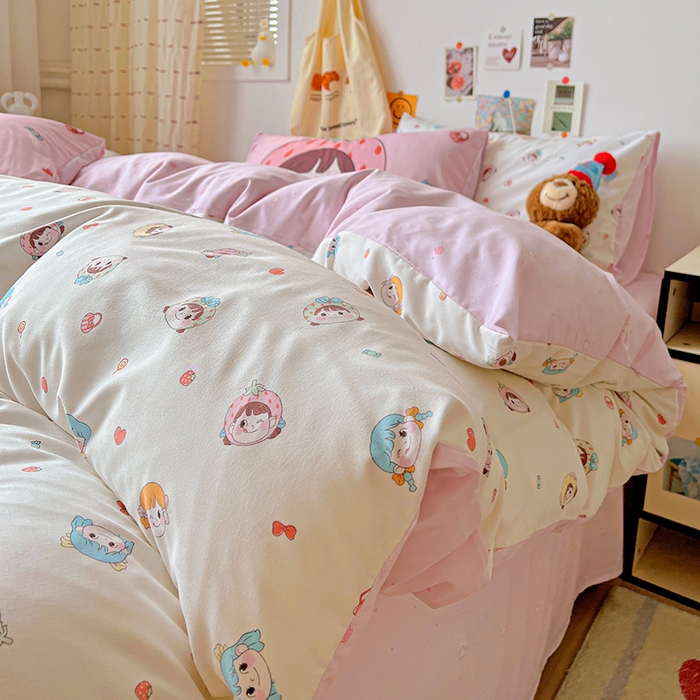 91家纺网 家纺一手货源 找家纺 海岛哥哥 2025新款105克软绵绵大版枕套四件套系列-大床图（有买家秀）甜心女孩