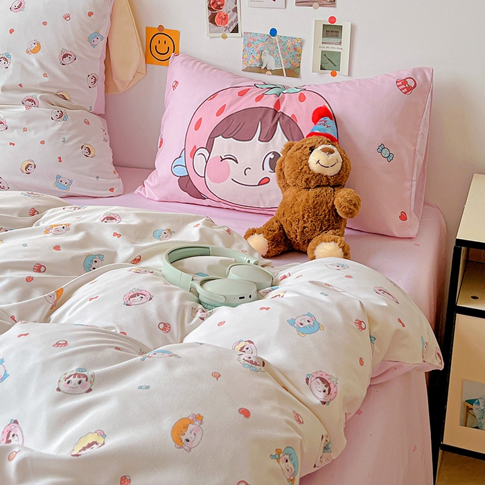 91家纺网 家纺一手货源 找家纺 海岛哥哥 2025新款105克软绵绵大版枕套四件套系列-大床图（有买家秀）甜心女孩