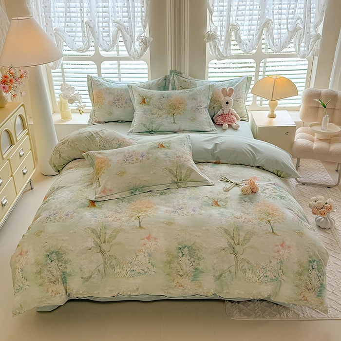 91家纺网 家纺一手货源 找家纺 （总）巧玲珑 2025新款100%数码印花生态AB版四件套