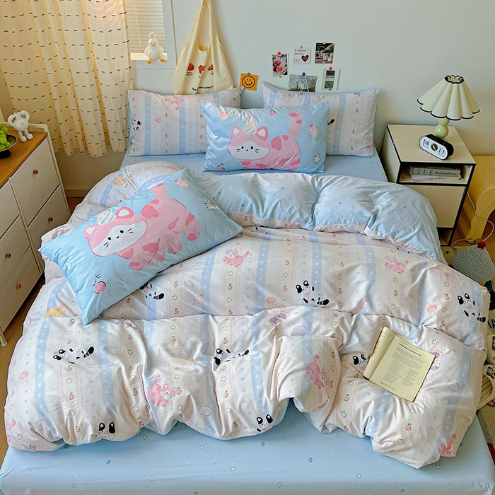 海岛哥哥 2025新款105克软绵绵大版枕套四件套系列-大床图（有买家秀）甜心小猫
