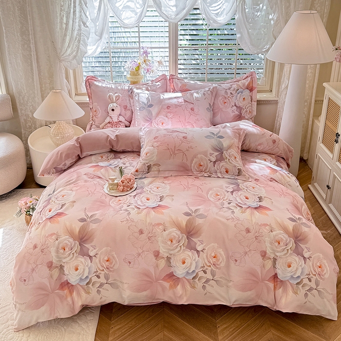 91家纺网 家纺一手货源 找家纺 （总）巧玲珑 2025新款100%数码印花生态AB版四件套