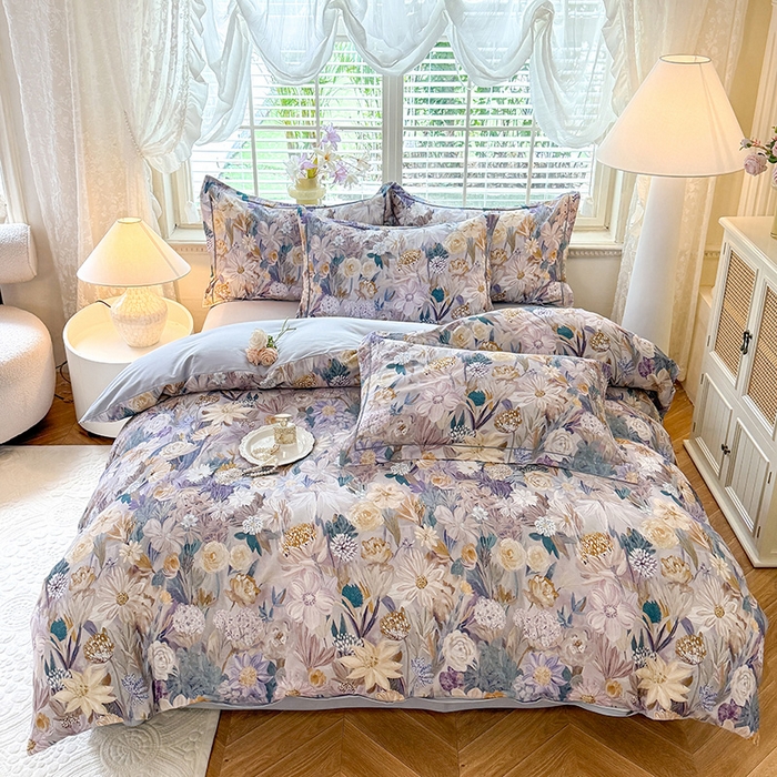 91家纺网 家纺一手货源 找家纺 （总）巧玲珑 2025新款100%数码印花生态AB版四件套