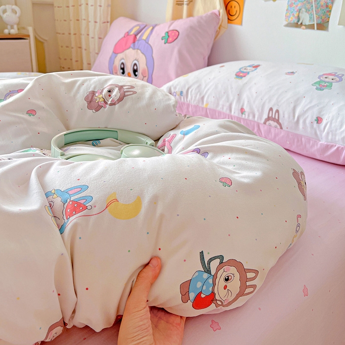 91家纺网 家纺一手货源 找家纺 海岛哥哥 2025新款105克软绵绵大版枕套四件套系列-大床图（有买家秀）娃娃家族