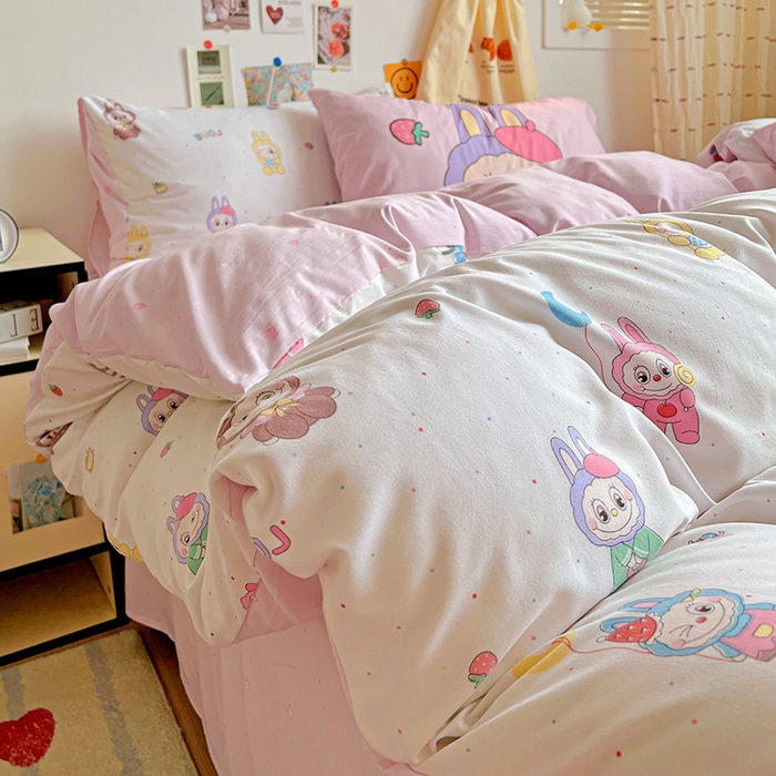 91家纺网 家纺一手货源 找家纺 海岛哥哥 2025新款105克软绵绵大版枕套四件套系列-大床图（有买家秀）娃娃家族