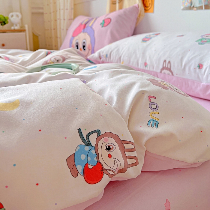 91家纺网 家纺一手货源 找家纺 海岛哥哥 2025新款105克软绵绵大版枕套四件套系列-大床图（有买家秀）娃娃家族