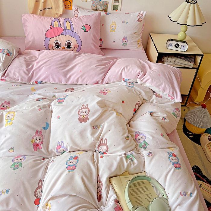 91家纺网 家纺一手货源 找家纺 海岛哥哥 2025新款105克软绵绵大版枕套四件套系列-大床图（有买家秀）娃娃家族