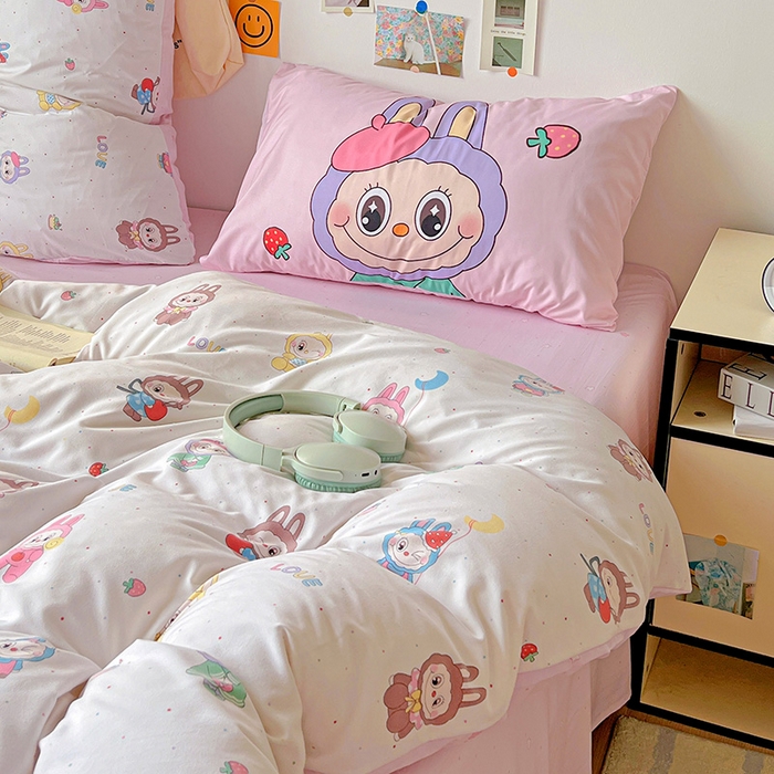 91家纺网 家纺一手货源 找家纺 海岛哥哥 2025新款105克软绵绵大版枕套四件套系列-大床图（有买家秀）娃娃家族