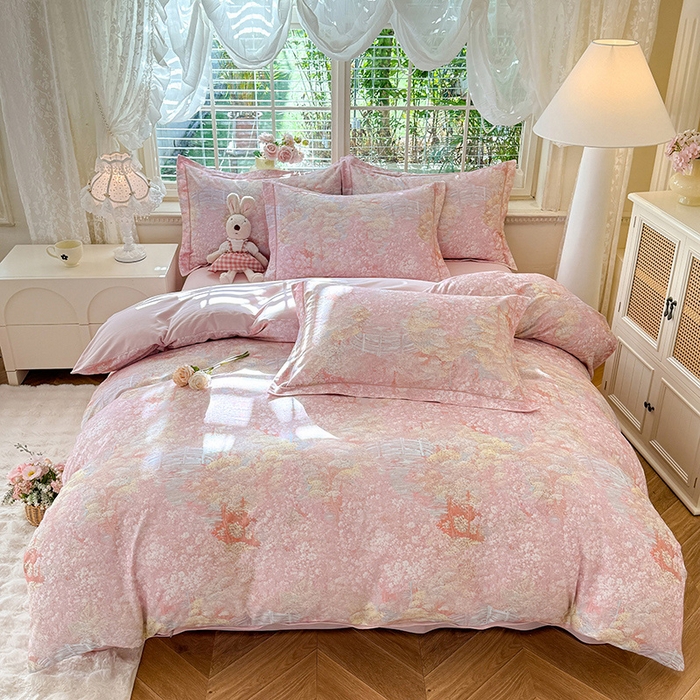 91家纺网 家纺一手货源 找家纺 （总）巧玲珑 2025新款100%数码印花生态AB版四件套