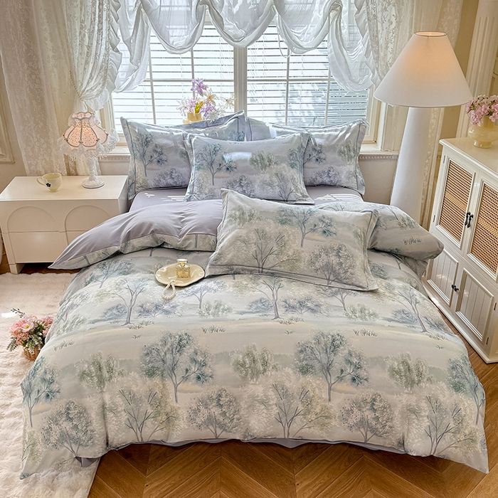 91家纺网 家纺一手货源 找家纺 （总）巧玲珑 2025新款100%数码印花生态AB版四件套