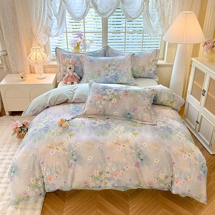 91家纺网 家纺一手货源 找家纺 （总）巧玲珑 2025新款100%数码印花生态AB版四件套