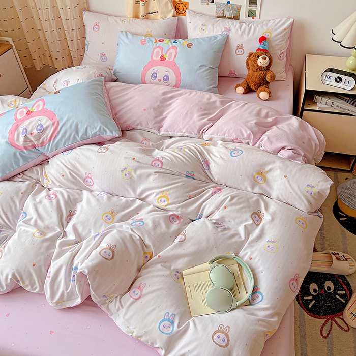 91家纺网 家纺一手货源 找家纺 海岛哥哥 2025新款105克软绵绵大版枕套四件套系列-大床图（有买家秀）玩偶合集