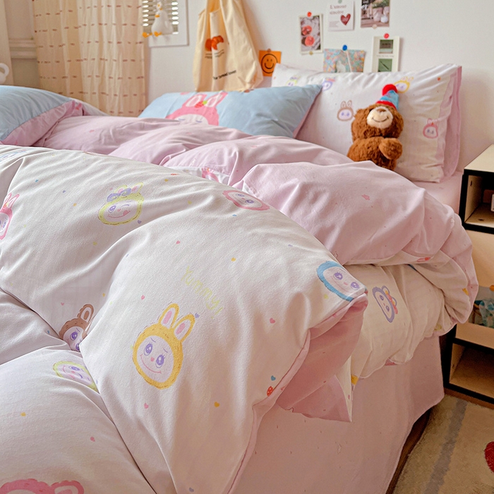 91家纺网 家纺一手货源 找家纺 海岛哥哥 2025新款105克软绵绵大版枕套四件套系列-大床图（有买家秀）玩偶合集