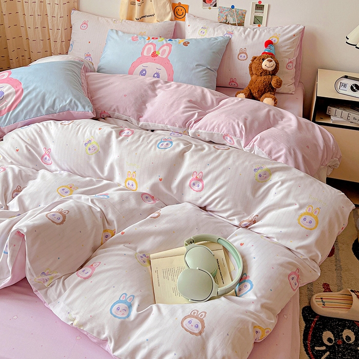 91家纺网 家纺一手货源 找家纺 海岛哥哥 2025新款105克软绵绵大版枕套四件套系列-大床图（有买家秀）玩偶合集