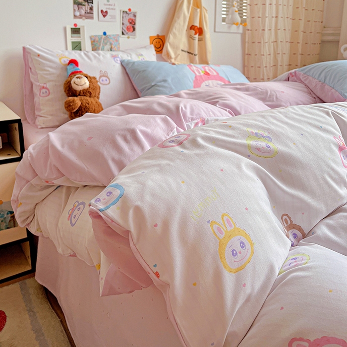 91家纺网 家纺一手货源 找家纺 海岛哥哥 2025新款105克软绵绵大版枕套四件套系列-大床图（有买家秀）玩偶合集