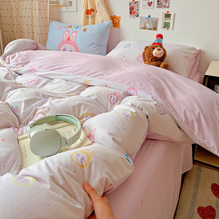 91家纺网 家纺一手货源 找家纺 海岛哥哥 2025新款105克软绵绵大版枕套四件套系列-大床图（有买家秀）玩偶合集