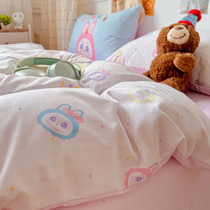 91家纺网 家纺一手货源 找家纺 海岛哥哥 2025新款105克软绵绵大版枕套四件套系列-大床图（有买家秀）玩偶合集