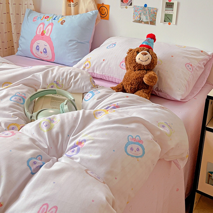 91家纺网 家纺一手货源 找家纺 海岛哥哥 2025新款105克软绵绵大版枕套四件套系列-大床图（有买家秀）玩偶合集