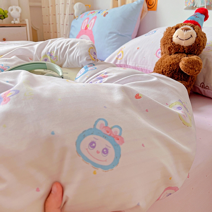 91家纺网 家纺一手货源 找家纺 海岛哥哥 2025新款105克软绵绵大版枕套四件套系列-大床图（有买家秀）玩偶合集