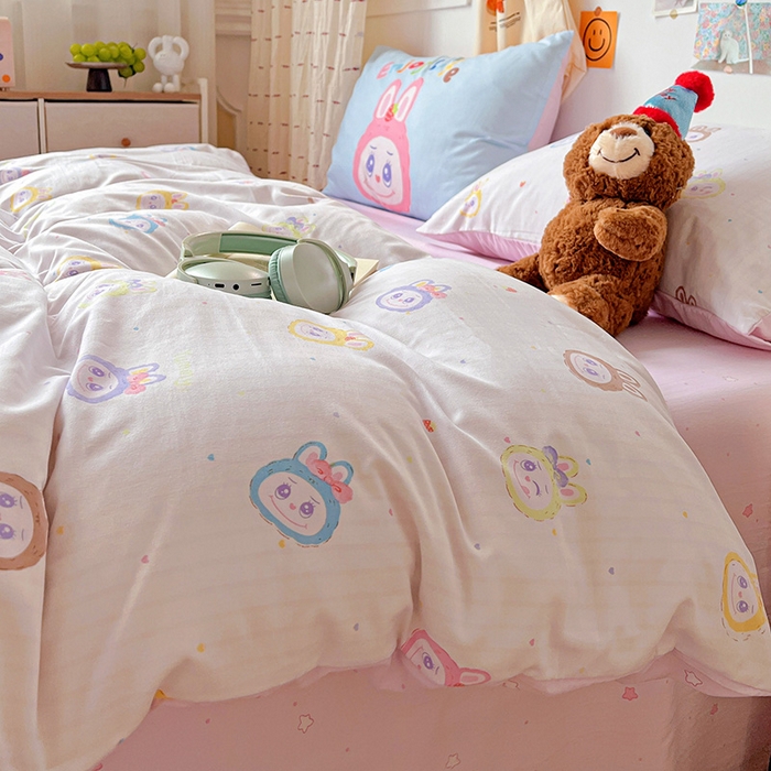 91家纺网 家纺一手货源 找家纺 海岛哥哥 2025新款105克软绵绵大版枕套四件套系列-大床图（有买家秀）玩偶合集