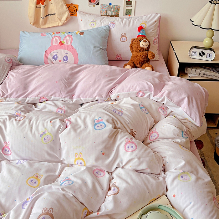 91家纺网 家纺一手货源 找家纺 海岛哥哥 2025新款105克软绵绵大版枕套四件套系列-大床图（有买家秀）玩偶合集