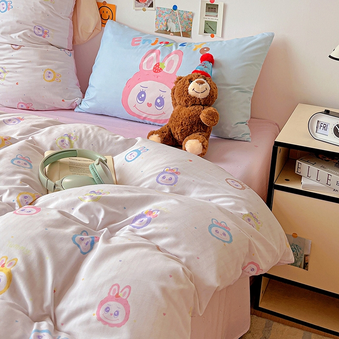 91家纺网 家纺一手货源 找家纺 海岛哥哥 2025新款105克软绵绵大版枕套四件套系列-大床图（有买家秀）玩偶合集