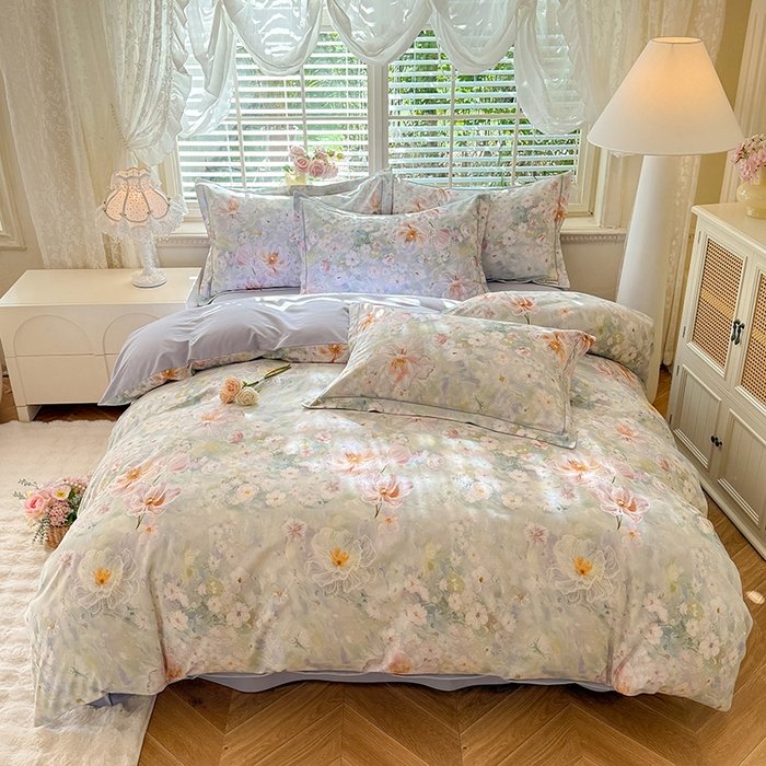 91家纺网 家纺一手货源 找家纺 （总）巧玲珑 2025新款100%数码印花生态AB版四件套