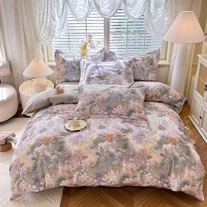 91家纺网 家纺一手货源 找家纺 （总）巧玲珑 2025新款100%数码印花生态AB版四件套